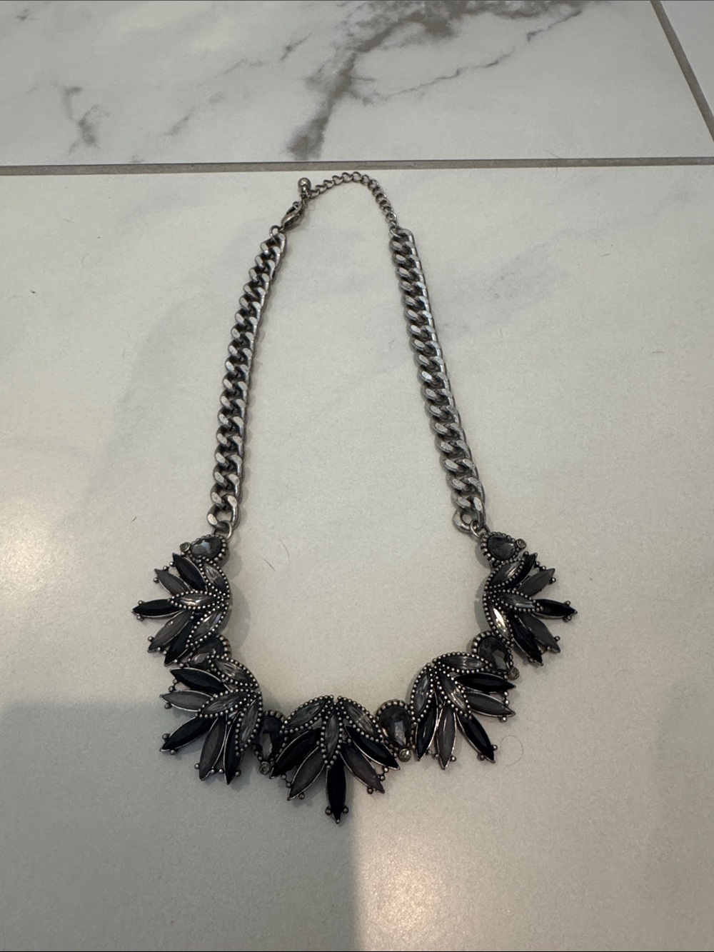 Piperlime Black and Silver Floral Cluster Necklace
